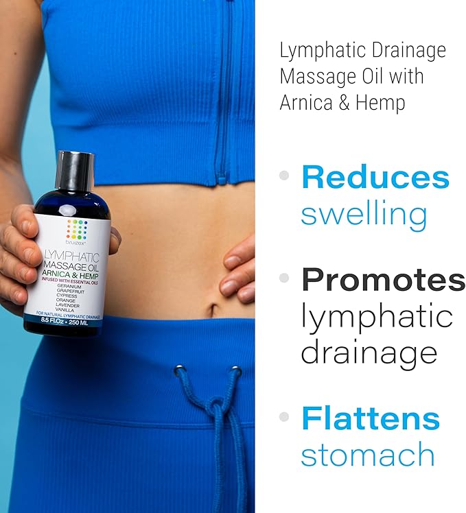 Bruizex Lymphatic Drainage Massage Oil with Arnica & Hemp Seed Oil for After Care Routine & Lymphatic Drainage Massager, Liposuction, 360 Lipo, BBL, Tummy Tuck Procedure, Calming Formula - 8.5 Oz