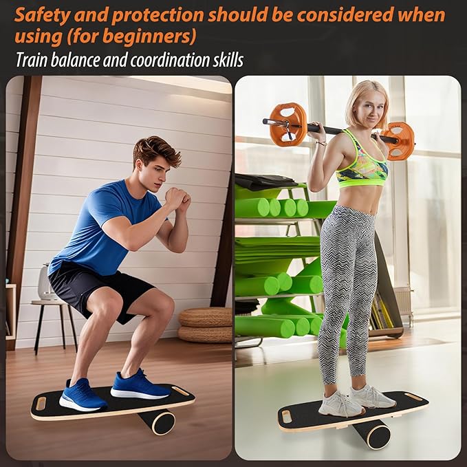 Balance Board for Adults | Wobble Board with Adjustable Stoppers - 3 Different Distance Options | Wooden Balance Boards for Improve Balance, Surf Trainer & Physical Therapy