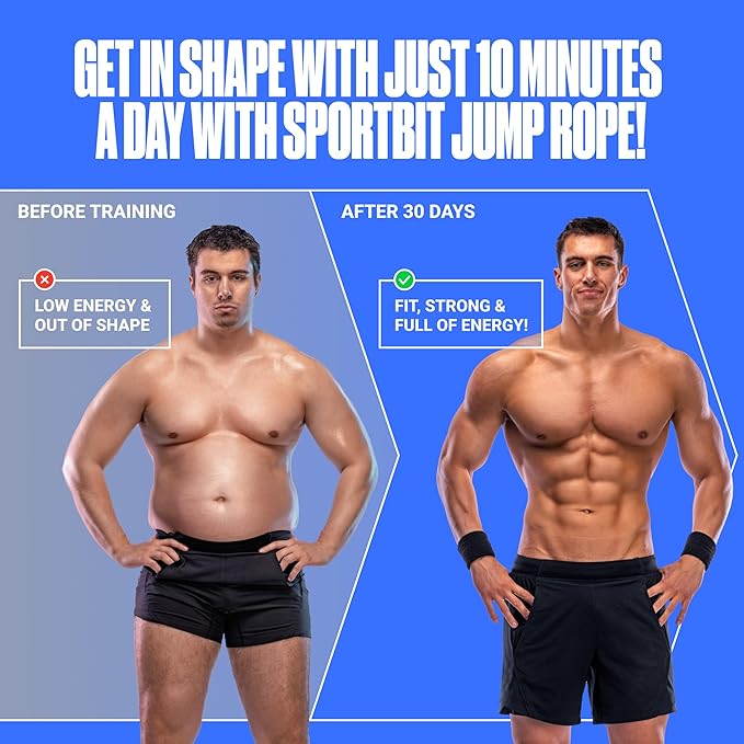 SPORTBIT Adjustable Jump Rope for Fitness and Exercise – Skipping Rope for Cardio, Boxing, and Weight Loss – Speed Rope perfect for Men & Women