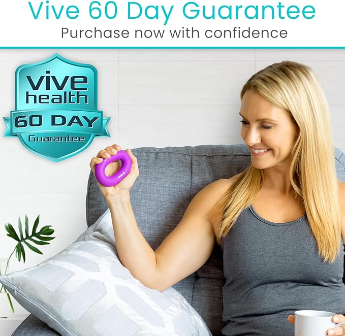 Vive Hand Strengthener Grip Ring - Forearm Ring Hand Exercisers - Silicone Squeezer Gripper for Muscle Strengthening Training Tool - Arthritis Finger Physical Therapy PT Kit Trainer
