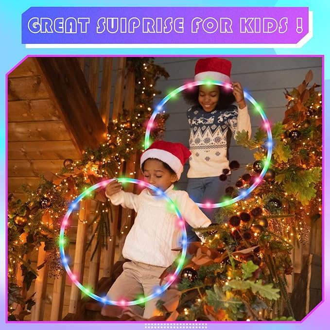 Jerify LED Hoop Light up LED Glowing Lights Fitness Exercise Hoops 10 Color Changing Exercise Glowing Hoop for Halloween Party Favors Dance Dark Fitness