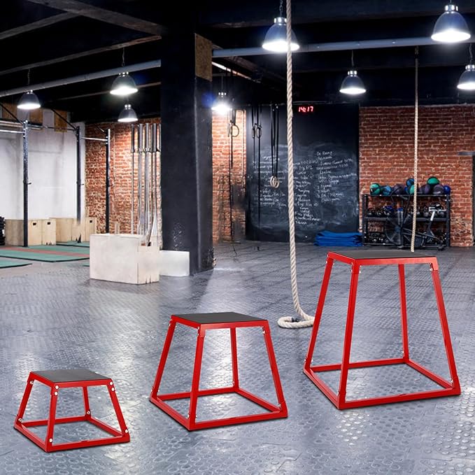 Jump Boxes, Heavy-Duty Steel Plyometric Jump Box for Home Gym, Step up Box for Workout with Rubber Pad Plyo Jumping Box Platform Conditioning Strength Training with Sizes 12", 18", 24", 30"