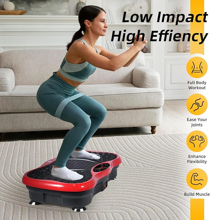 Himaly Vibration Plate Machine, Vibration Fitness Trainer with Bluetooth Speaker, 5 Program Modes, 2 Resistance Bands, Home Exercise Equipment for Fitness Body Toning