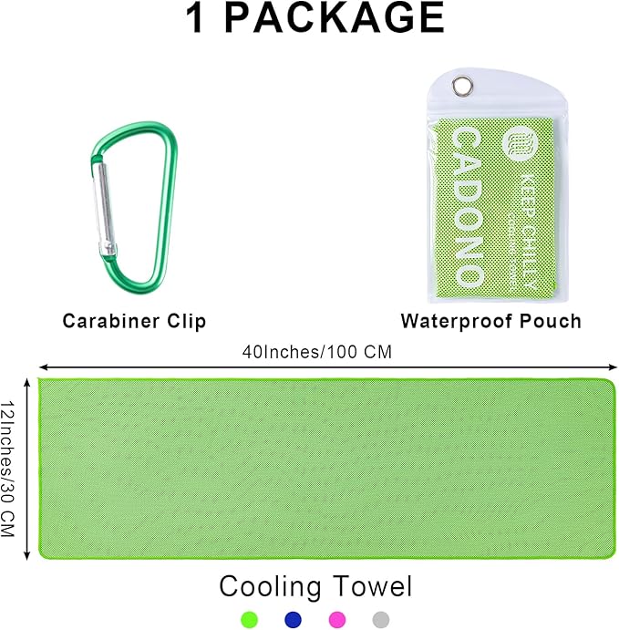 4 Pack Cooling Towel (40"x12"), Soft Breathable Chilly Towel, Ice Towel, Microfiber Towel for Yoga, Sport, Running, Workout,Gym, Camping, Fitness, Workout & More Activities(Multicolor)