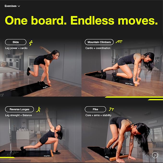 Slyfit Slide Board – Revolutionize Your Workouts: Slide Exercise at Home with Booties for Fitness, for Multi-Sport Training, Core Strength, Flexibility – Low-Impact Durable Home Gym Equipment for Balance and Agility