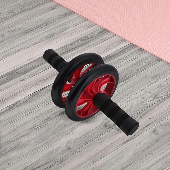 BESTonZON Red Silent Ab Roller Wheel for Core Workout, General Fitness Equipment for Abdominal Muscle Training, Indoor and Outdoor Exercise Wheel for Men and Women