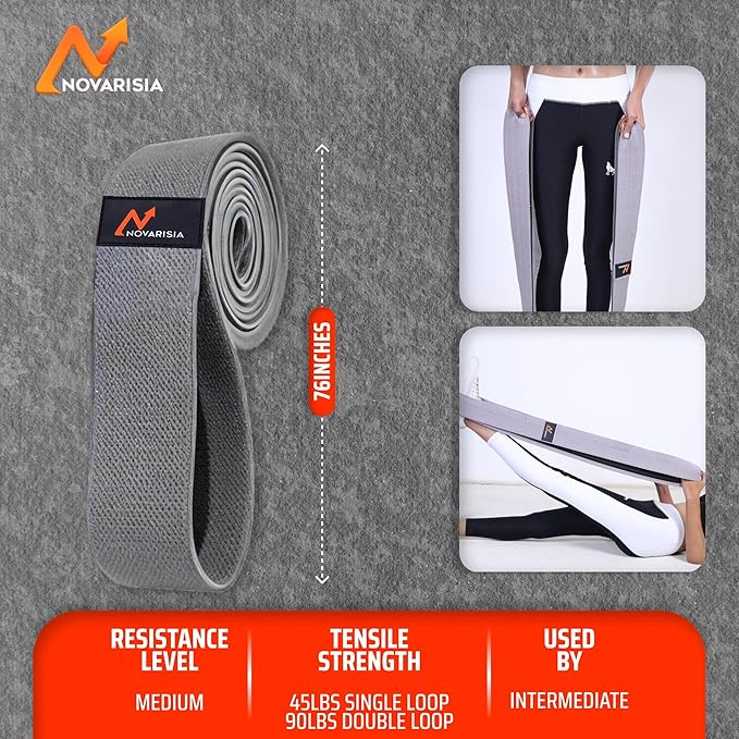 76 Inches Long Heavy Fabric Resistance Bands for Women and Men - Non-Slip, Durable Exercise Bands for Stretching, Yoga, Home Fitness