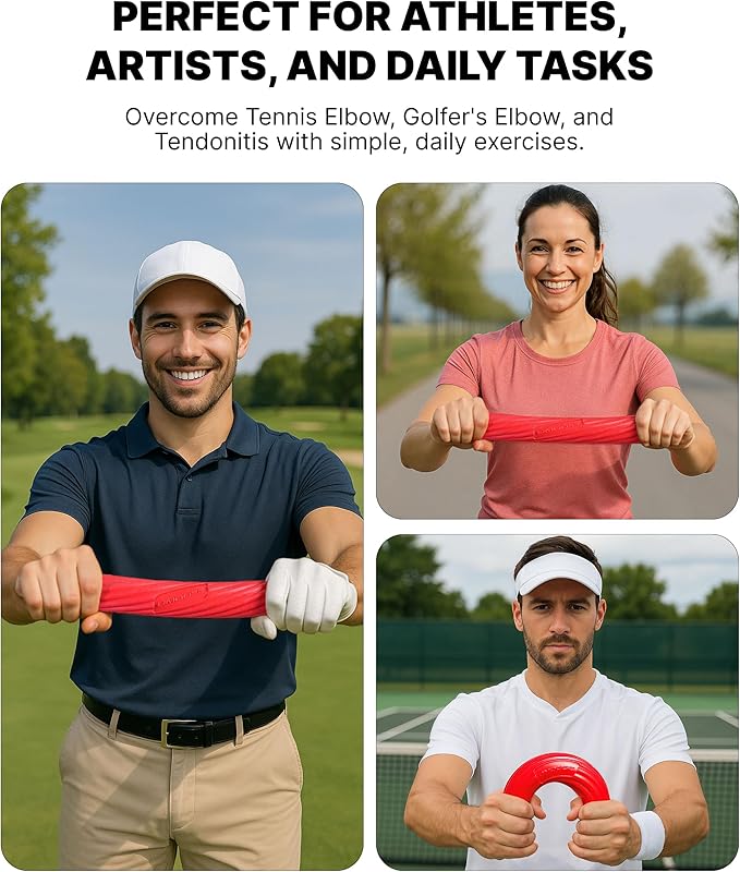 DMoose Fitness Flex Resistance Bar for Physical Therapy - Non-Slip Odorless Material, Exercise Bar for Tennis & Golfers Elbow Tendonitis Relief - Wrist and Forearm Strengthener & Grip Strength Trainer