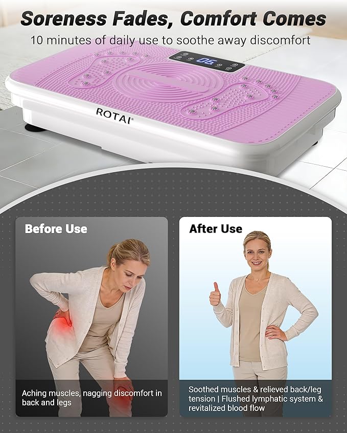 Vibration Plate for Lymphatic Drainage & Full Body Workout - Home Exercise Machine for Weight Loss and Muscle Toning for Men & Women, 400 lbs Capacity Fitness Platform