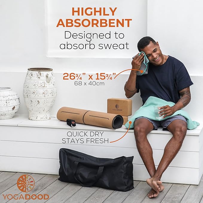 72" x 26.75" Long Hot Yoga Mat Towel Plus Compact Face Towel – Hot Yoga Essentials - Full Length, Absorbent, Microfiber Material for Workout, Gym - Pack of 2 Yoga Towels - Grip Improves with Sweat