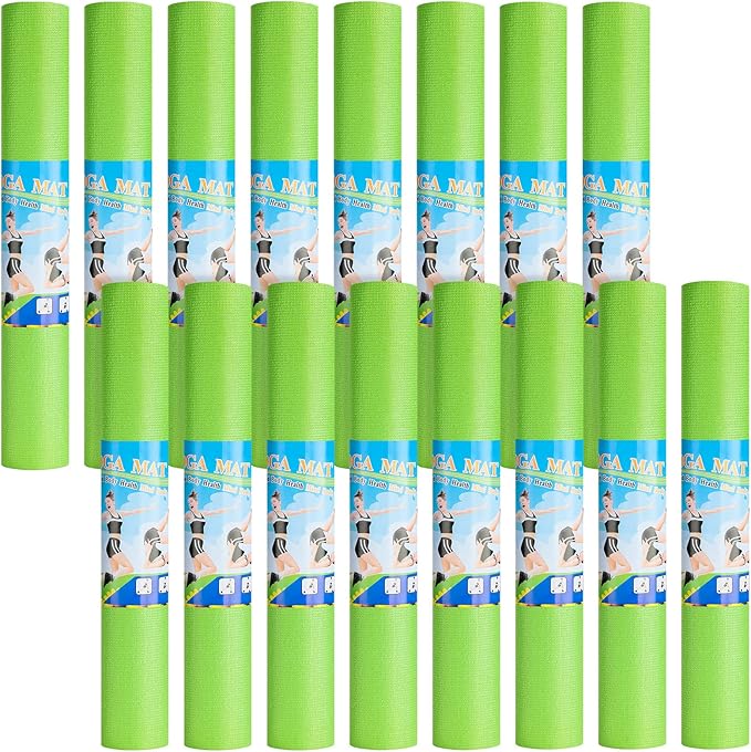 24 Pack 3 mm Thick Yoga Mat Bulk, Non Slip Exercise Workout Fitness Pad for Women Men, Gym Home Yoga Pilates, Easy to Clean, Sturdy PVC