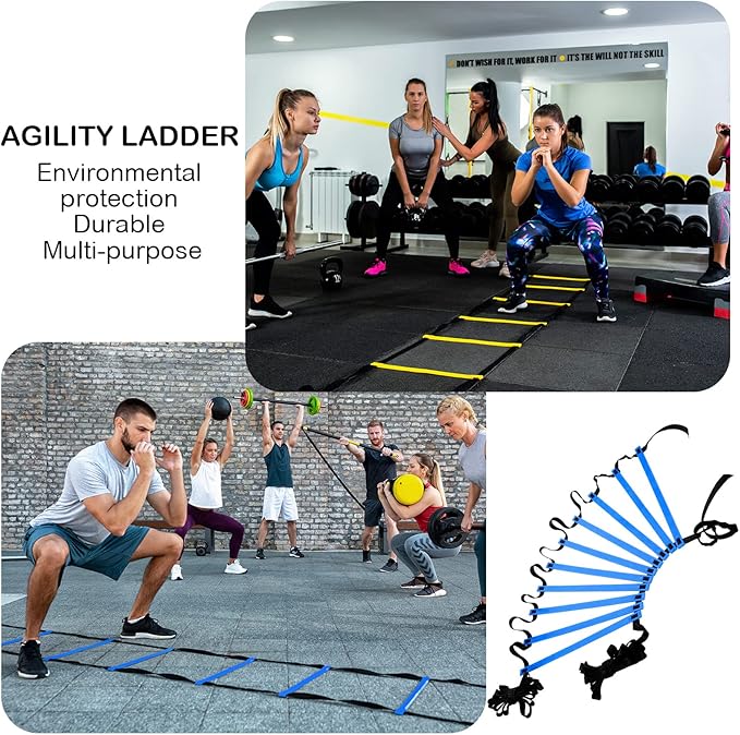 Sosation Agility Ladder 20 Feet Adjustable Rungs Speed Training Exercise Ladders with Carry Bag for Kids and Adults Soccer Football Boxing Footwork Sports Speed Agility Training
