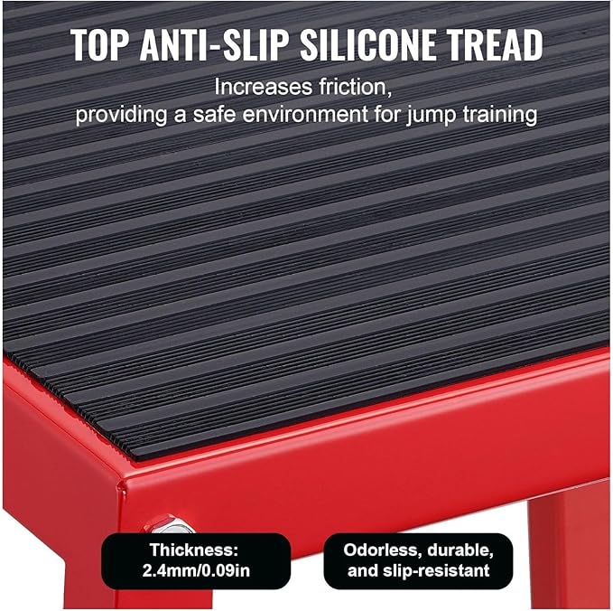 Plyometric Jump Box 12 Inch - Steel Plyometric Box for Fitness, Agility Training - Home Gym Exercise Step Platform - Strength & Conditioning - Red