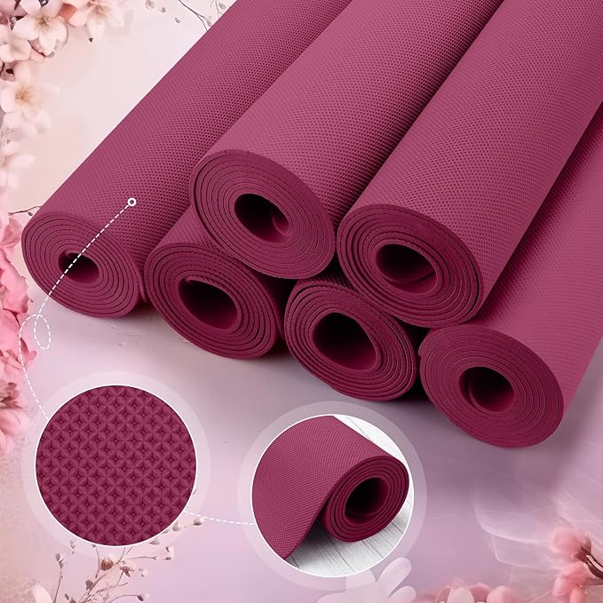 Timgle 12 Pack Yoga Mat Bulk, 4mm Thick Extra Long Sports Mat Anti Slip Tear Resistant Yoga Exercise Set for Fitness Stretching Home Workout Gym and Studio