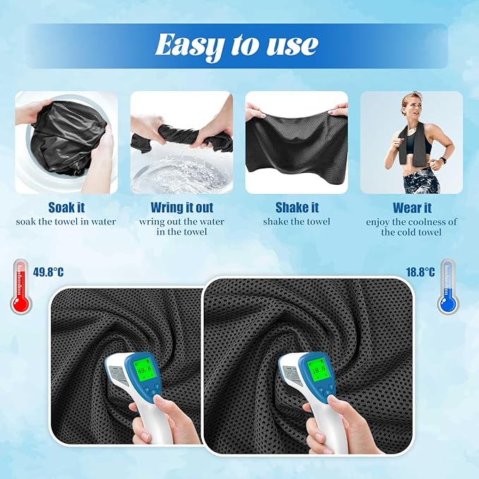PAWPRO 4 Packs Cooling Towels(40"x12"), Soft Breathable Cooling Towels for Neck and Face with Waterproof Bag & Carabiner,Microfiber Cooling Towel for Yoga, Sport,Gym,Camping (Multicolor-3)