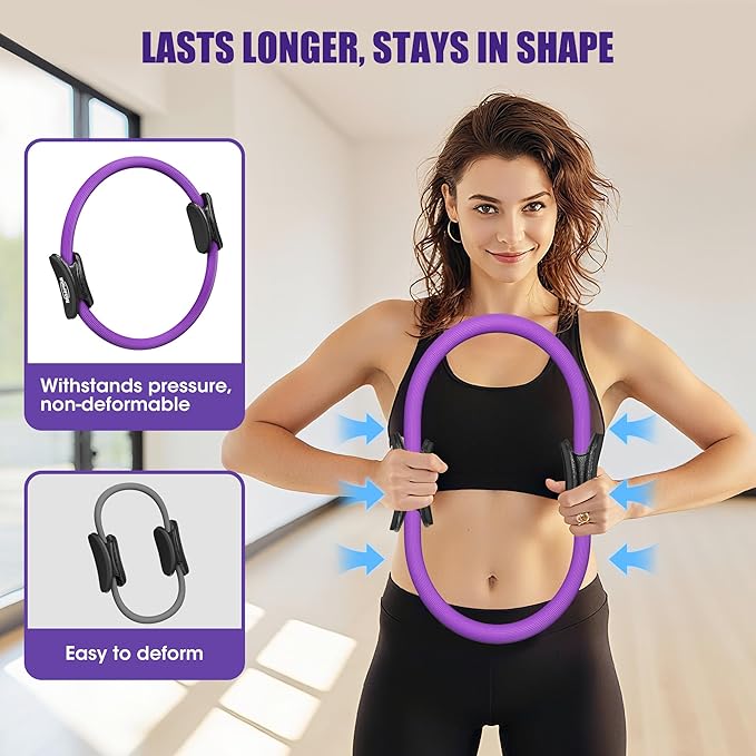 ROSAPOAR Pilates Essentials Kit for Women, Pilates Ring Set - 14" Magic Circle with Yoga Ball & Resistance Bands – Pilates Kit for Home Workouts, Toning & Core Sculpting Pilates Equipment