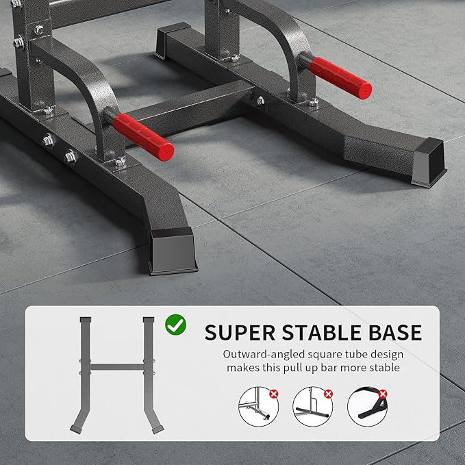SogesHome Adjustable Pull Up Bar & Dip Station, Heavy Duty 330LB Capacity Multifunctional Home Gym Fitness Equipment for Strength Training, Push Up Stand for Arm, Back, Core & Full Body Workout