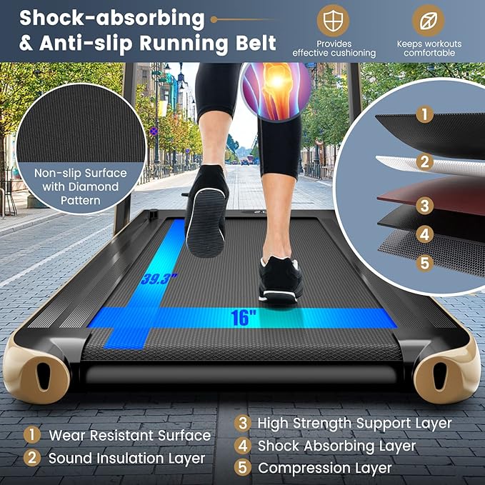 Goplus 2 in 1 Folding Treadmill, 2.25HP Superfit Under Desk Electric Treadmill, Installation-Free with Remote Control, APP Control and LED Display, Walking Jogging for Home Office