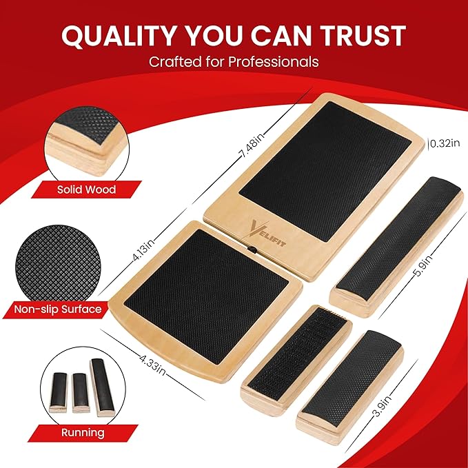 Ankle Strengthener & Axis Board, Bamboo Ankle Balance Board for Physical Therapy, Blackboard Foot Trainer & Foot Strengthener, Giboard for Balance Training, Axisboard for Leg Stability