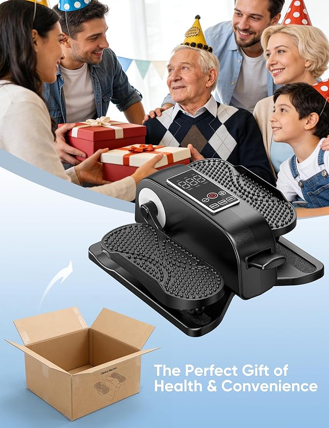 Under Desk Elliptical Machine, Electric Seated Leg Exerciser for Seniors, Adjustable Speed & Low-Impact Design, Quiet Portable Trainer with Remote Control for Home Office