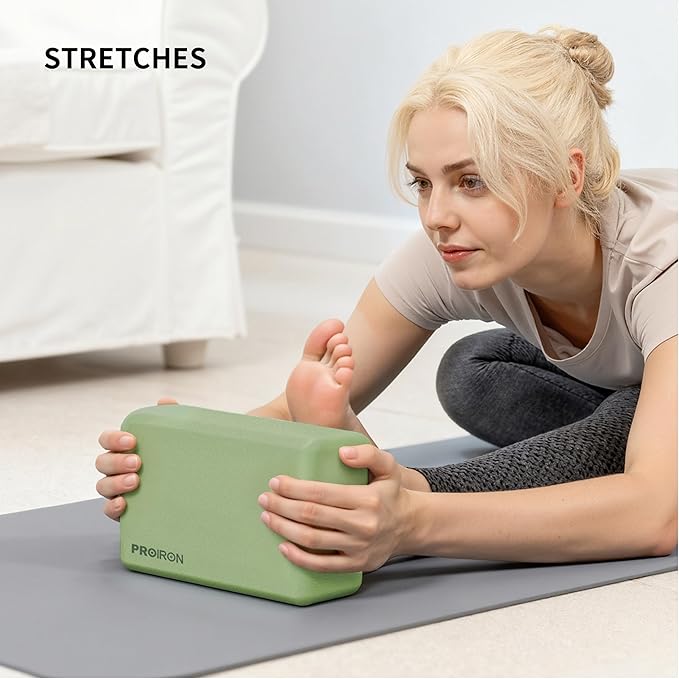 PROIRON Yoga Blocks, 2 Pack Supportive High Density Premium Eva Foam, Soft Non-Slip Surface with Curved Edges Stretch Blocks For Yoga, Pilates, Stretching