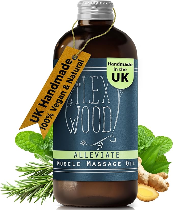 The Ilex Wood - Alleviate - Vegan Natural Muscle Spa Massage Oil, Handmade - 3.38 fl oz (100ml)