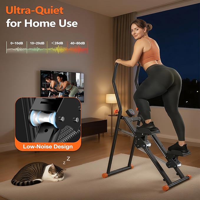 EPHESPORT Stair Stepper for Home Gym, 2.0 Stair Climber Machine with 3-Level Adjustable Resistance, Non-Slip Pedals, Digital Monitor & Phone Holder, Full-Body Cardio Workout Equipment for Women & Men