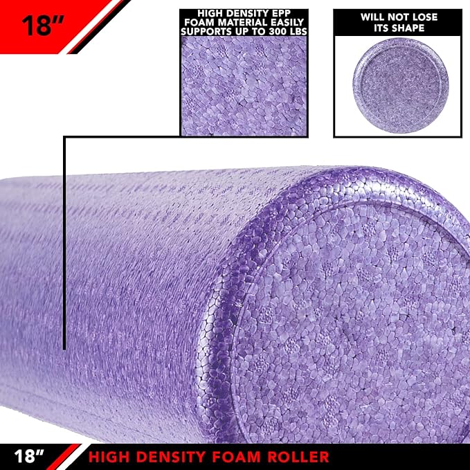 JFIT High Density Foam Roller – EPP Deep Tissue Massage Roller for Muscle Recovery, Myofascial Release & Stretching