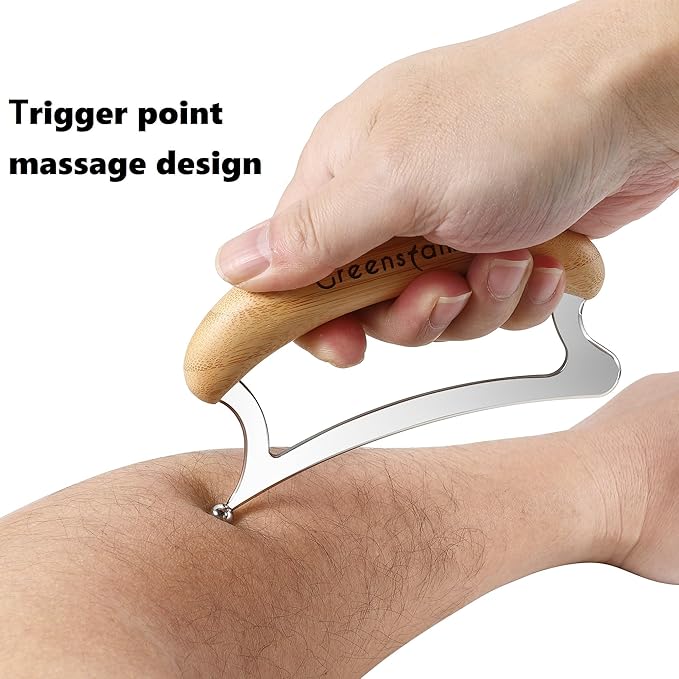Greenstalk 2 in 1 Stainless Steel Gua Sha Massage Tool Set for Muscle Relief, Muscle Scraper Tools,Portable Body Scrapers Tool for Neck, Back, Feet Recovery.