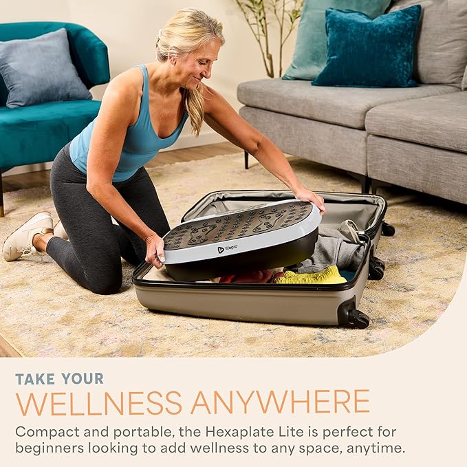Lifepro HexaPlate Lite Vibration Plate Exercise Machine with Magnetic Acupoints - Full Body Vibration Platform for Beginners and Recovery - Lymphatic Drainage Massager for Muscle Toning and Fitness