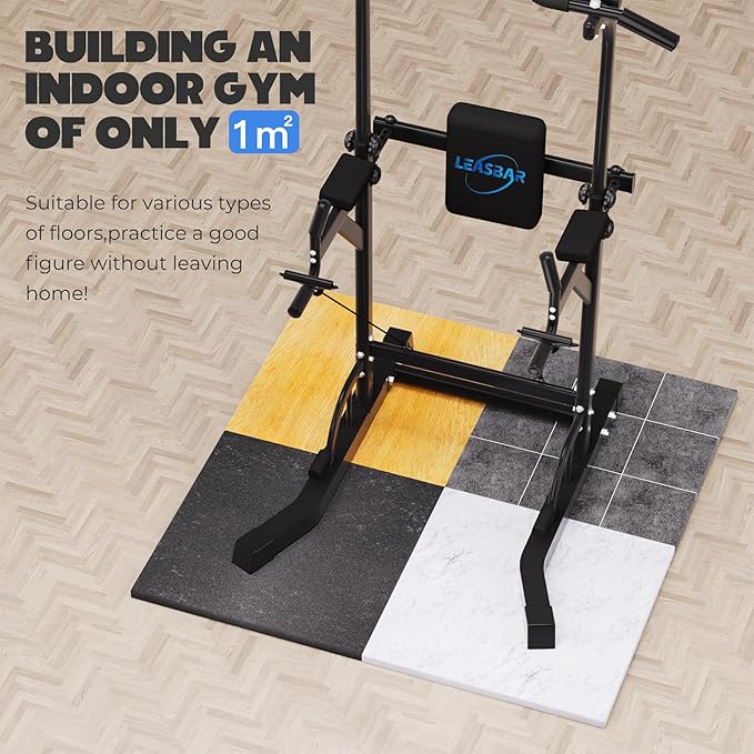 Power Tower Pull Up Dip Station, Heavy Duty Pull Up Station Dip Bar Station Multi-Function Home Gym Strength Training Fitness Equipment 500LBS