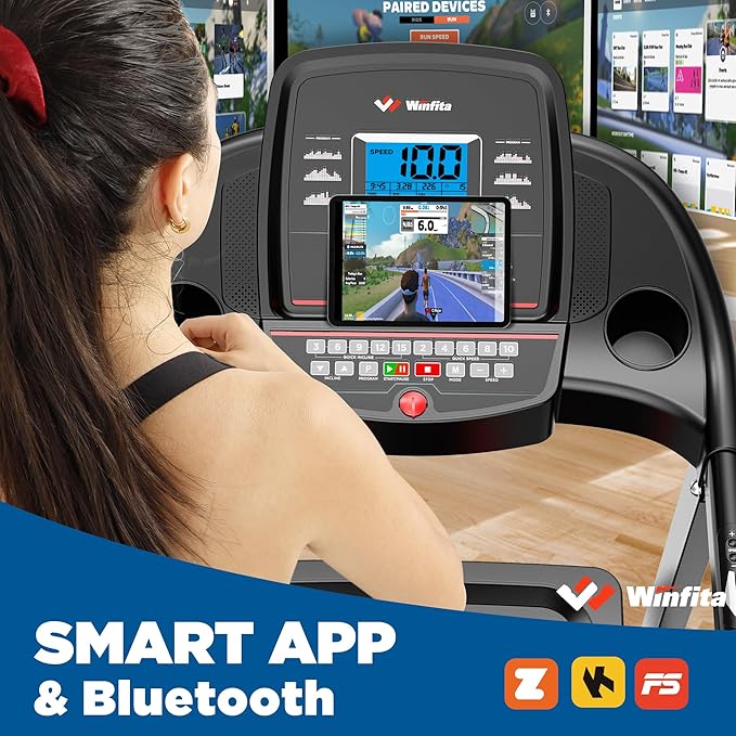 Treadmills for Home, Folding Treadmill with Auto Incline, 300 LBS Capacity, 8MPH or 10MPH Max Speed, Double Deck Shock-Absorbing Running Machine with App, 64 Programs, Pulse Monitor