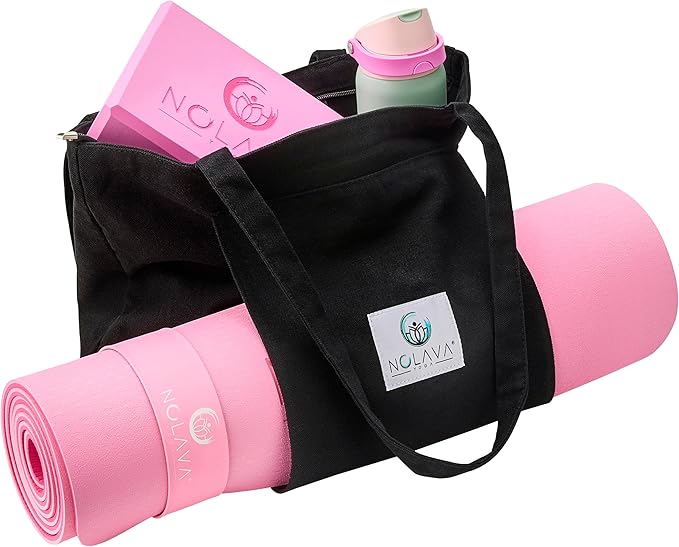 NOLAVA Yoga Mats & Complete Sets - TPE, Non-Slip - Includes Mat, Blocks, Strap, & More (6pc or 7pc Sets) - For Pilates, Yoga & Fitness