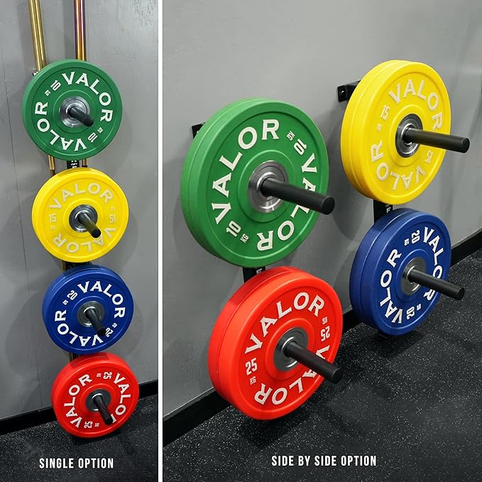 Valor Fitness Wall Mounted Weight Plate Storage Holder/Rack for Bumper Plates and Olympic Weight Plates