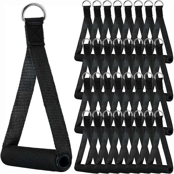 Sumind 40 Pcs Gym Exercise Handles Replacement Cable Machine Attachments for Home Gym Equipment Pulley System Resistance Bands, Strength Trainer, Heavy Duty Workout Handles