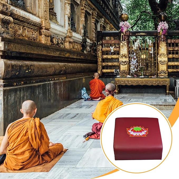 Colaxi Meditation Bench Prayer Cushion for Knees Portable Wooden PU Leather Kneeler Pad Kneeling Stool Meditation Cushion for Indoor
