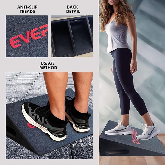 EVERYMATE Heavy-Duty Wooden Slant Boards for Exercise & Calf Stretch – 19.7" Wide Incline Board for Squats, Non-Slip Surface, Fixed 25° Angle for Strength & Flexibility Training, 1200 lbs Capacity