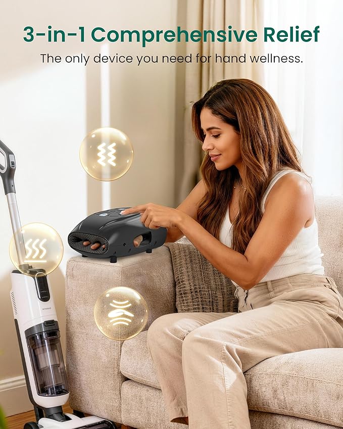 Snailax Hand Massager with Heat and Compression, Vibration, Cordless Hand Massager for Arthristis, Carpal Tunnel, Gifts for Women, Men, Mom(Black)