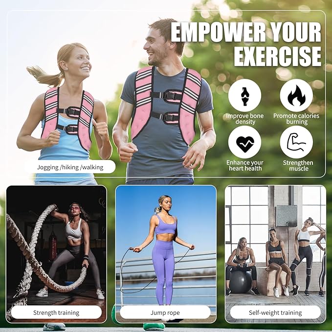 Weighted Vest for Women Men, 6lb/8lb/12lb/16lb/20lb/25lb/30lb Adjustable Weight Vest with Reflective Stripes for Workout, Strength Training, Running, Fitness, Muscle Building, Weight Loss, Rucking Vest With Phone Pouch