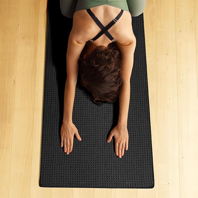 Hot Yoga Towel 2 Pack Yoga Mat Towels Microfiber Yoga Towels for Hot Yoga Non Slip Absorbent Anti-Slip Cover Hot Pilates Exercise Fitness 24 inch X 72 inch Black