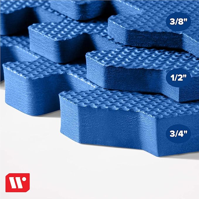 We Sell Mats 3/8" Thick Multipurpose EVA Foam Exercise Floor Mat, Interlocking Tiles, Anti-Fatigue for Home or Gym