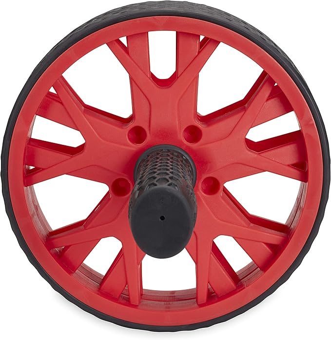 New Balance Ab Wheel - Abdominal Roller Trainer Non Skid Wheels with Sure-Grip Handles, Black/Red