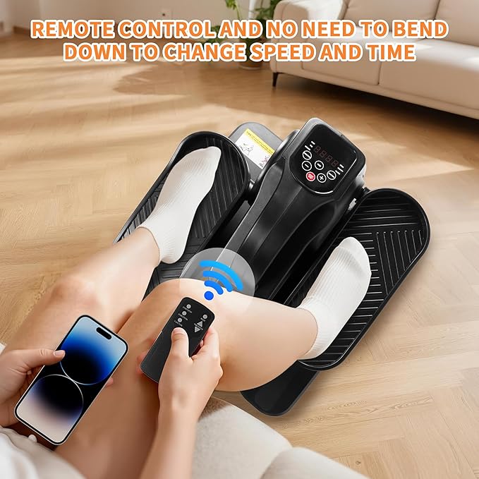 Under Desk Elliptical Machine, Leg Exerciser as Seen on TV for Seniors with 12 Speeds and 12 Modes, Portable Seated Pedal Trainer, Remote Control Elliptical Exerciser for Home Office