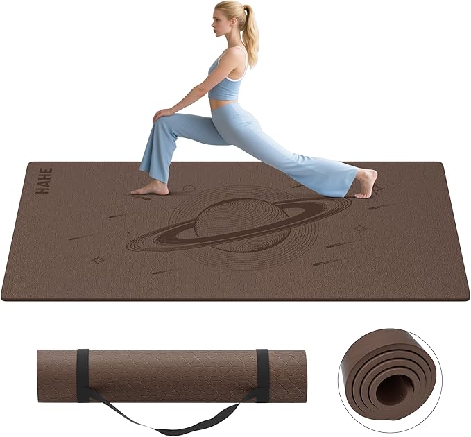 Large Yoga Mat, 72"x40"x0.4"Thick, Extra Wide Exercise Mat, Oversized Non Slip Workout Mat with Strap for Yoga, Pilates, Fitness, Home Gym Studio