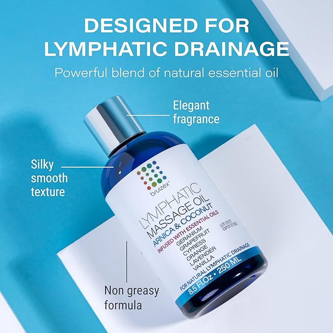 Bruizex Lymphatic Drainage Massage Oil with Arnica Oil & Coconut for Post Surgery Recovery & Lymphatic Drainage Massager, Liposuction, 360 Lipo, BBL, Tummy Tuck Procedure, Moisturizing Formula, 8.5 Oz