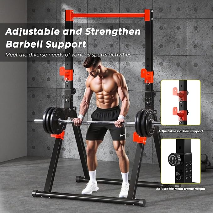 SogesHome Power Tower Dip Station Pull Up Bar for Home Gym, Adjustable & Foldable Multifunction Fitness Workout Station with Triangular Stability Design for Strength Training