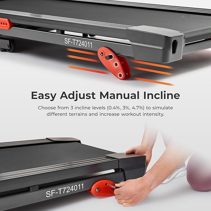 Sunny Health & Fitness Wi-Fi Smart Treadmill Walking Pad with Shock Absorption Cushioning, Home Fitness Cardio Equipment with SunnyFit App Access - Compact Foldable, Auto Incline, Under Desk Optional