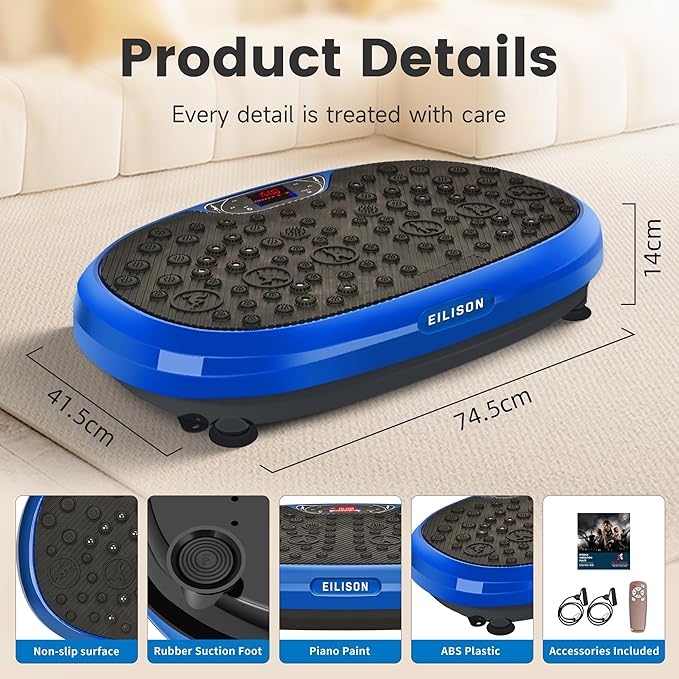 EILISON FitMaxx 3D XL Vibration Plate Exercise Machine - Whole Body Workout Vibration Platform w/Loop Bands - Lymphatic Drainage Machine for Weight Loss, Shaping, Wellness, Recovery
