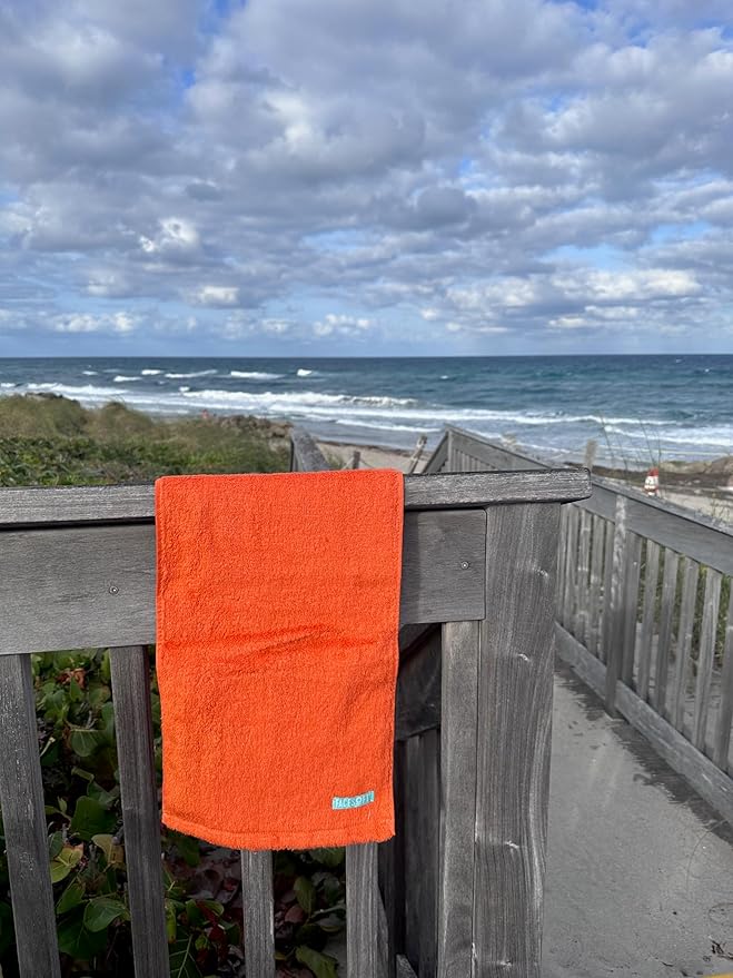 FACESOFT Eco Sweat Active Towel - Soft and Absorbent Cotton Exercise - No Synthetic Microfibers or Plastics - Perfect Sweat Towel for Gym, Exercise, Fitness, Sports, Yoga - Orange - 1 Pc