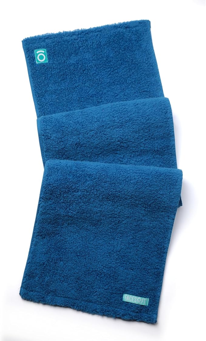 FACESOFT Eco Friendly Gym Towel Accessories for Working Out - Soft & Absorbent Cotton Exercise Towel - No Synthetic Microfibers or Plastics - Sweat Towel for Gym, Fitness, Sports, Yoga - Blue - 1 Pc